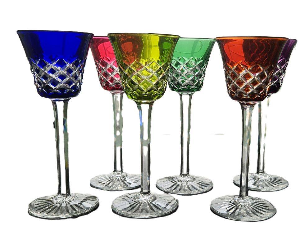 Baccarat - 6 Verres a Vin De Couleurs Modèle Burgos