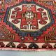 Vintage turkish runner 235x80 cm kazak rug, terracotta red, beige blue