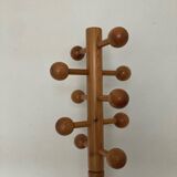 Varnished pine coat rack