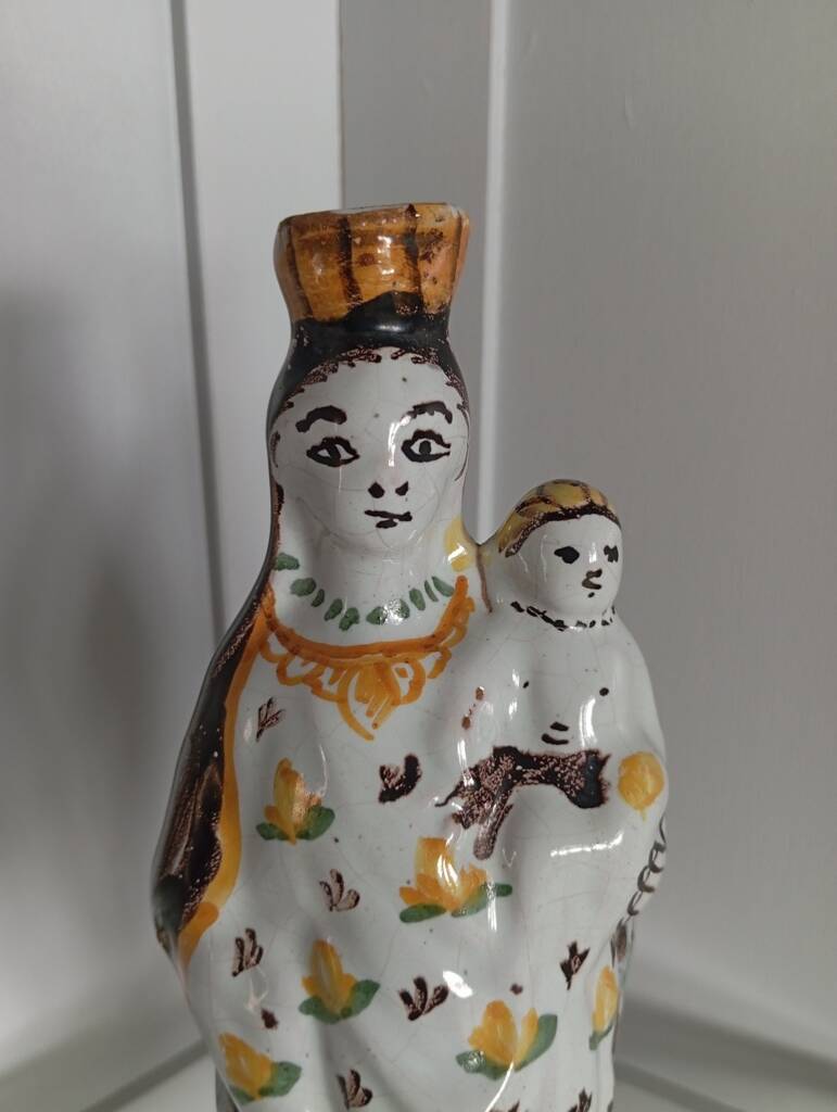 Virgin and Child in polychrome earthenware, 18th century, Nevers