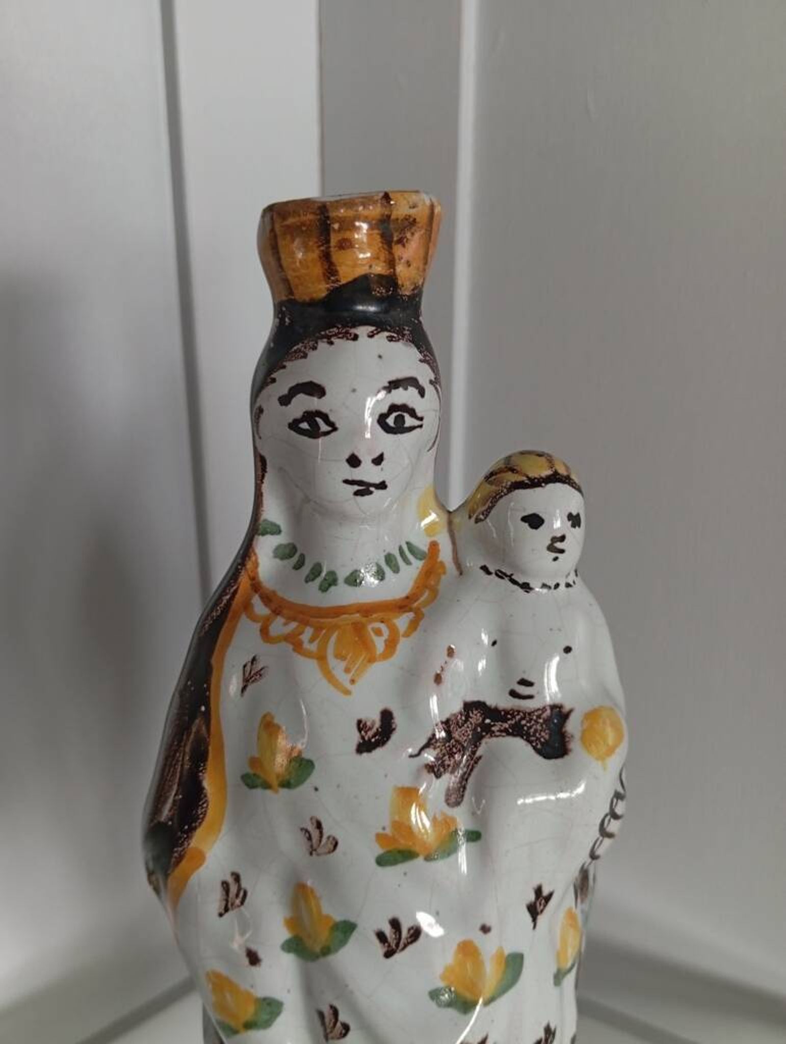 Virgin and Child in polychrome earthenware, 18th century, Nevers