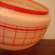 Space age pendant lamp, white opaline with orange silkscreened geometric designs