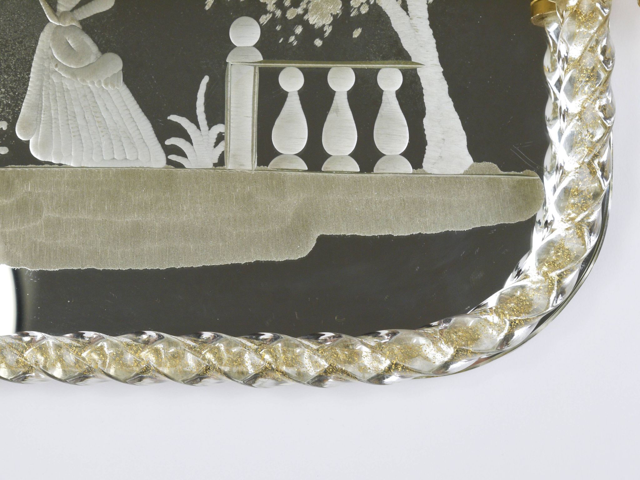Ercole Barovier Swirl Murano Glass Mirror Serving Tray, Venice, 1940s