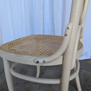 Vintage Thonet Bentwood Dining Chair: Cane Seat, Yellow Fabric Back