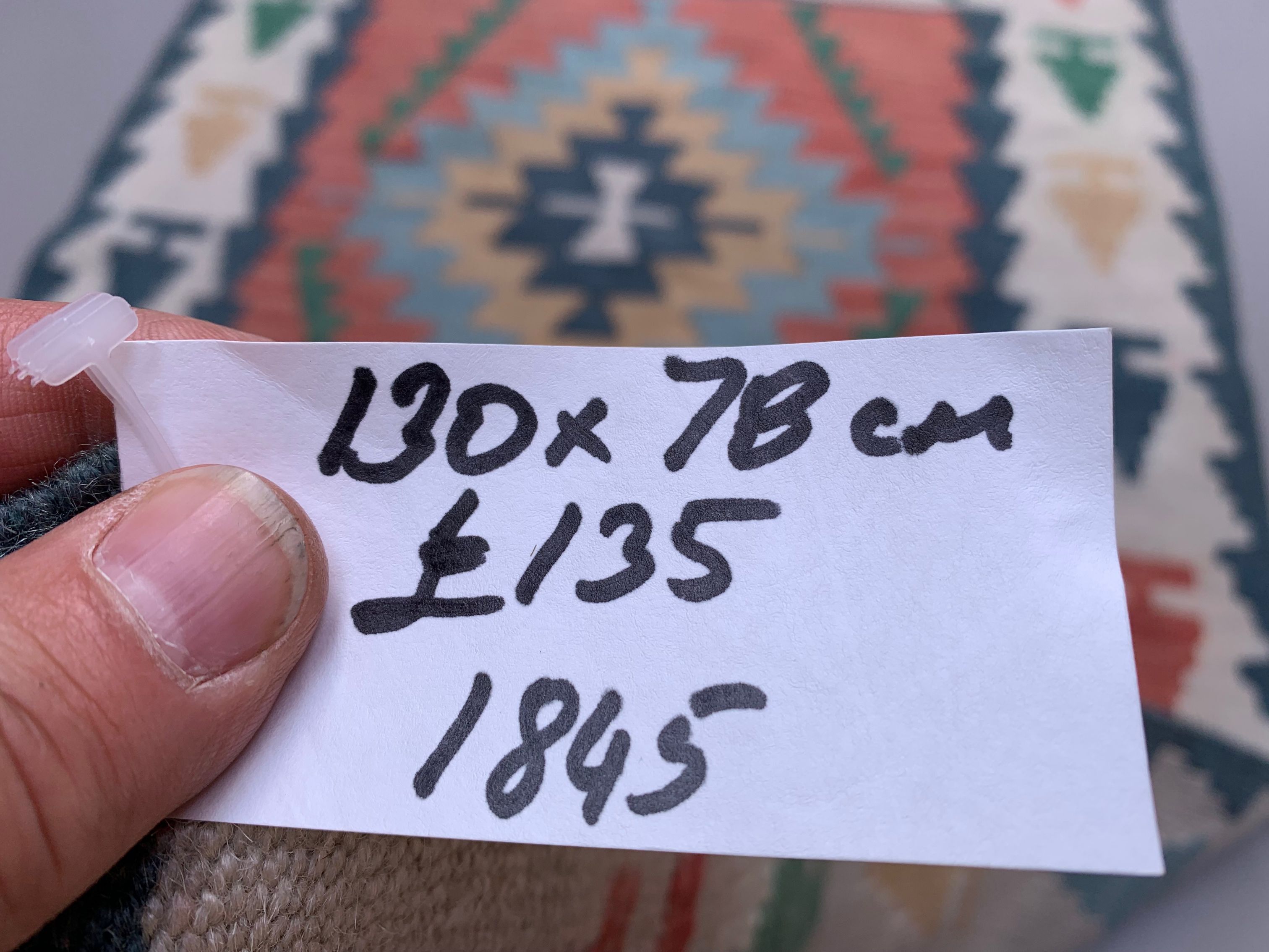 Vintage turkish kilim 130x78 cm wool kelim rug red blue