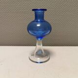 Vase with trumpet-shaped foot, in translucent and blue glass, model Lagune, 1974.