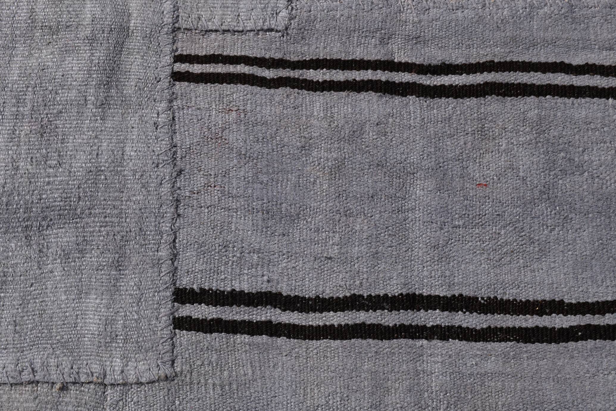 7x10 Vintage Gray & Black Modern Kilim Rug, 213x308Cm