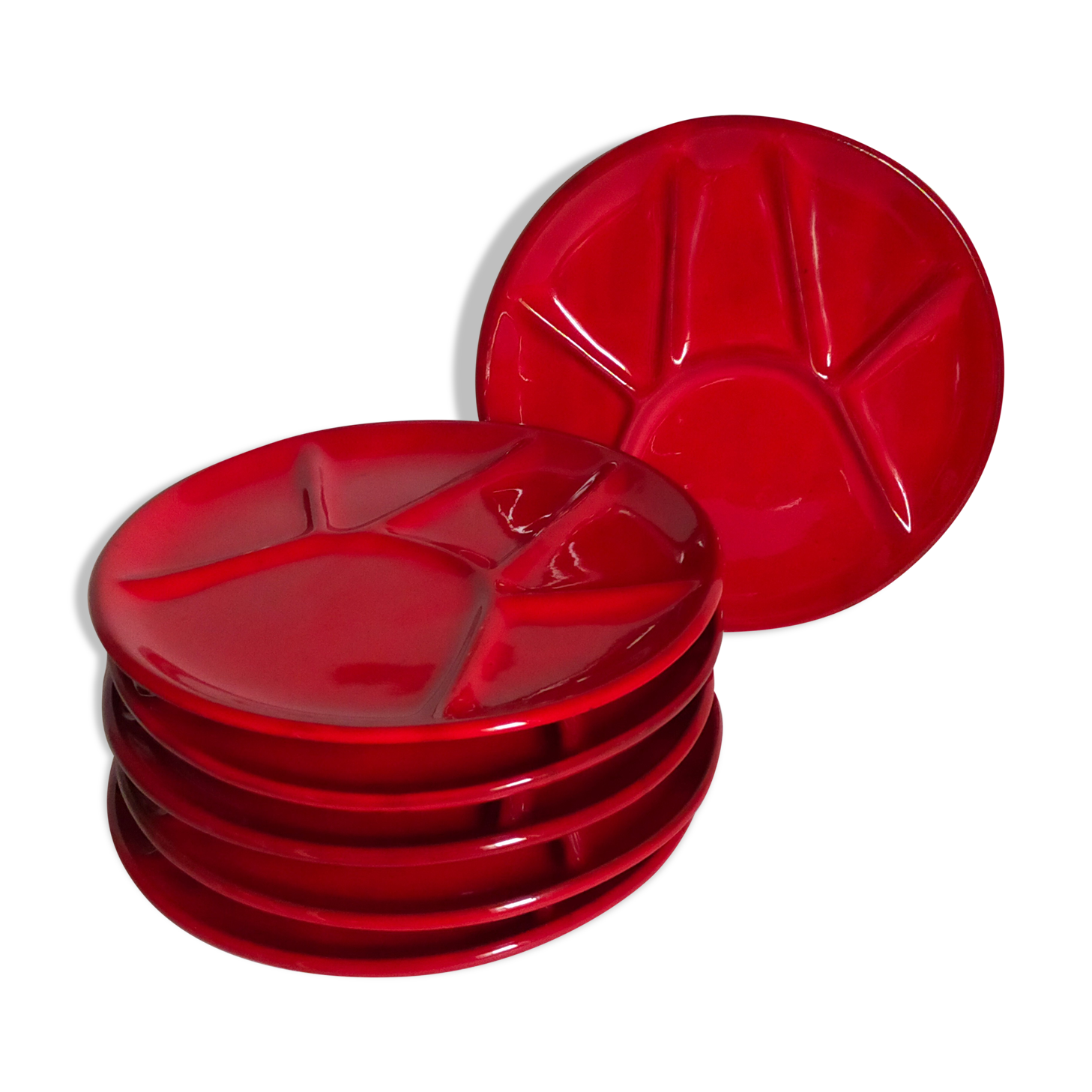 Six ceramic plates with vintage compartments