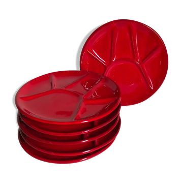 Six ceramic plates with vintage compartments