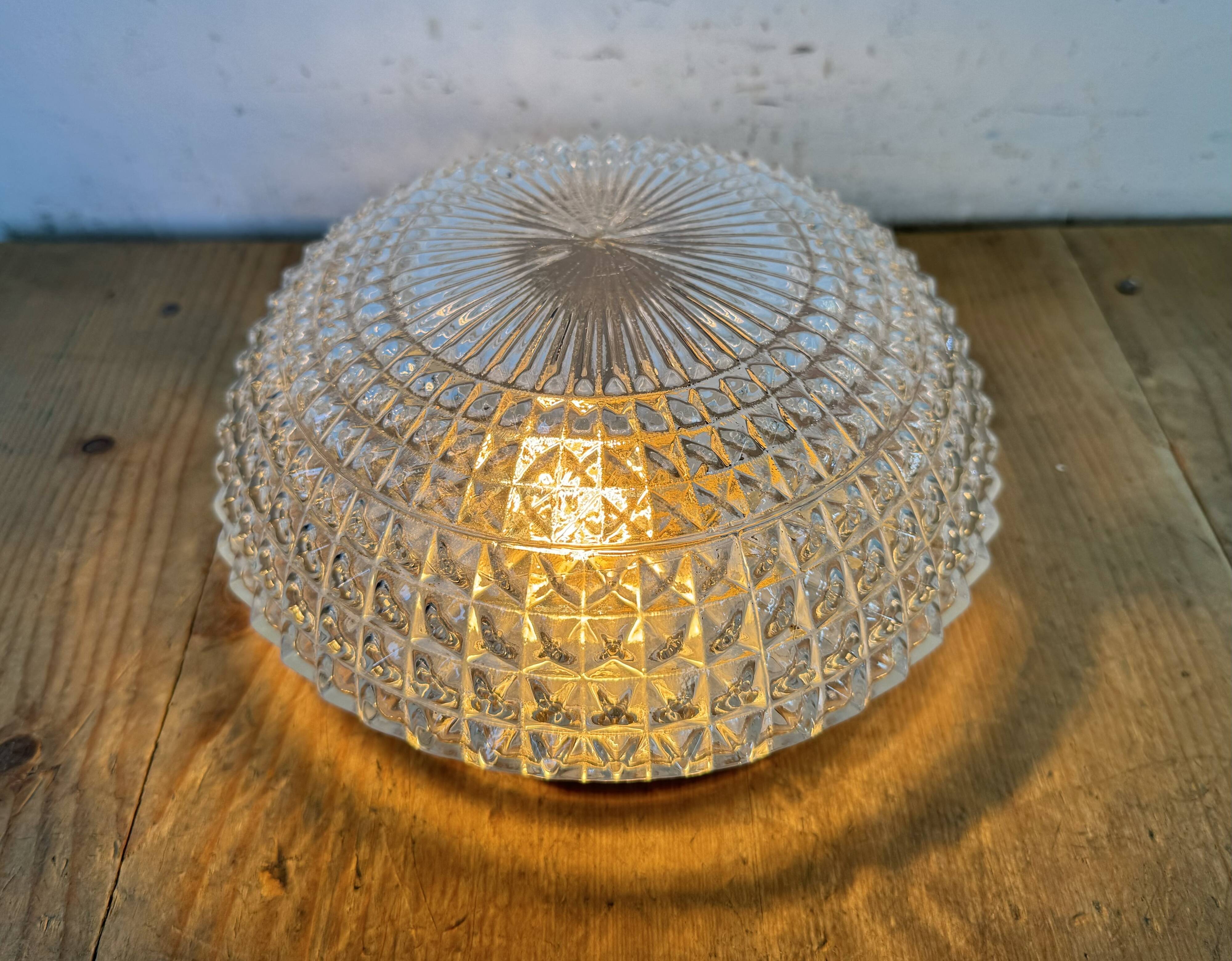 Vintage Glass Wall or Ceiling Light, 1970s