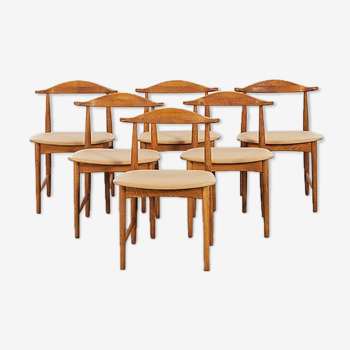 Ensemble de 6 chaises scandinaves du milieu du 20ème siècle