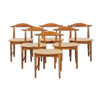 Ensemble de 6 chaises scandinaves du milieu du 20ème siècle