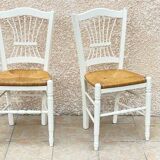 Pair of Vintage WHITE Straw CHAIRS
