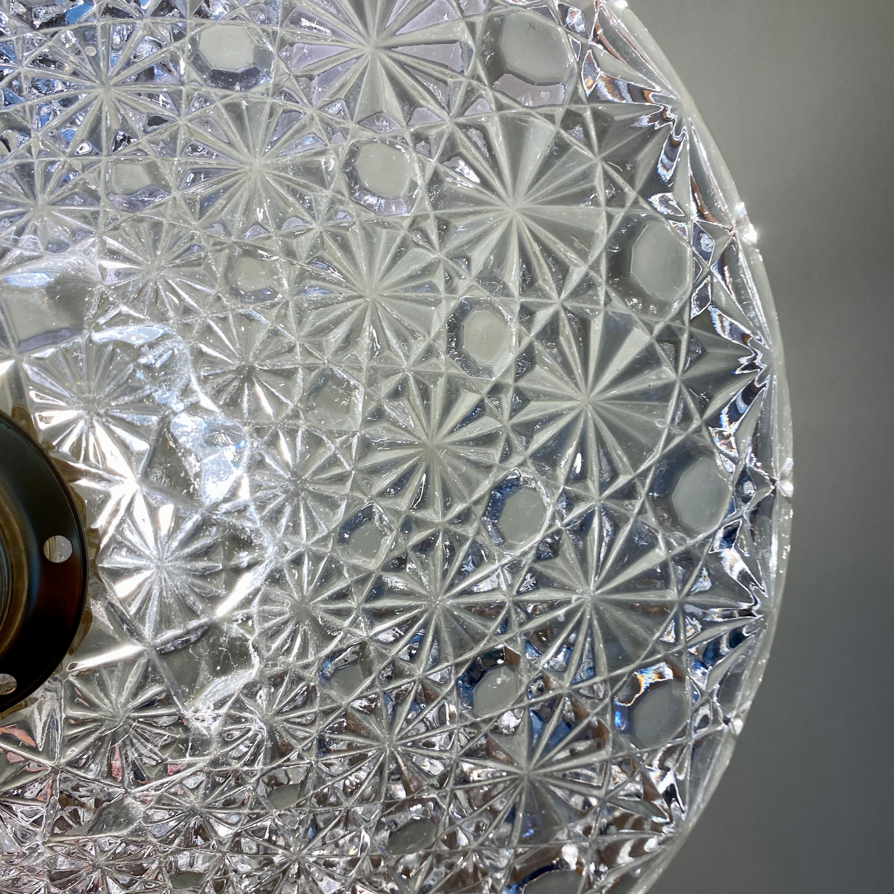 Vintage aabt-jour pendant lamp in molded glass