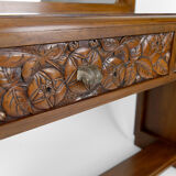 Art deco dressing table in sculpted walnut, france, circa 1930