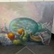 Still life painting with fruit, signed
