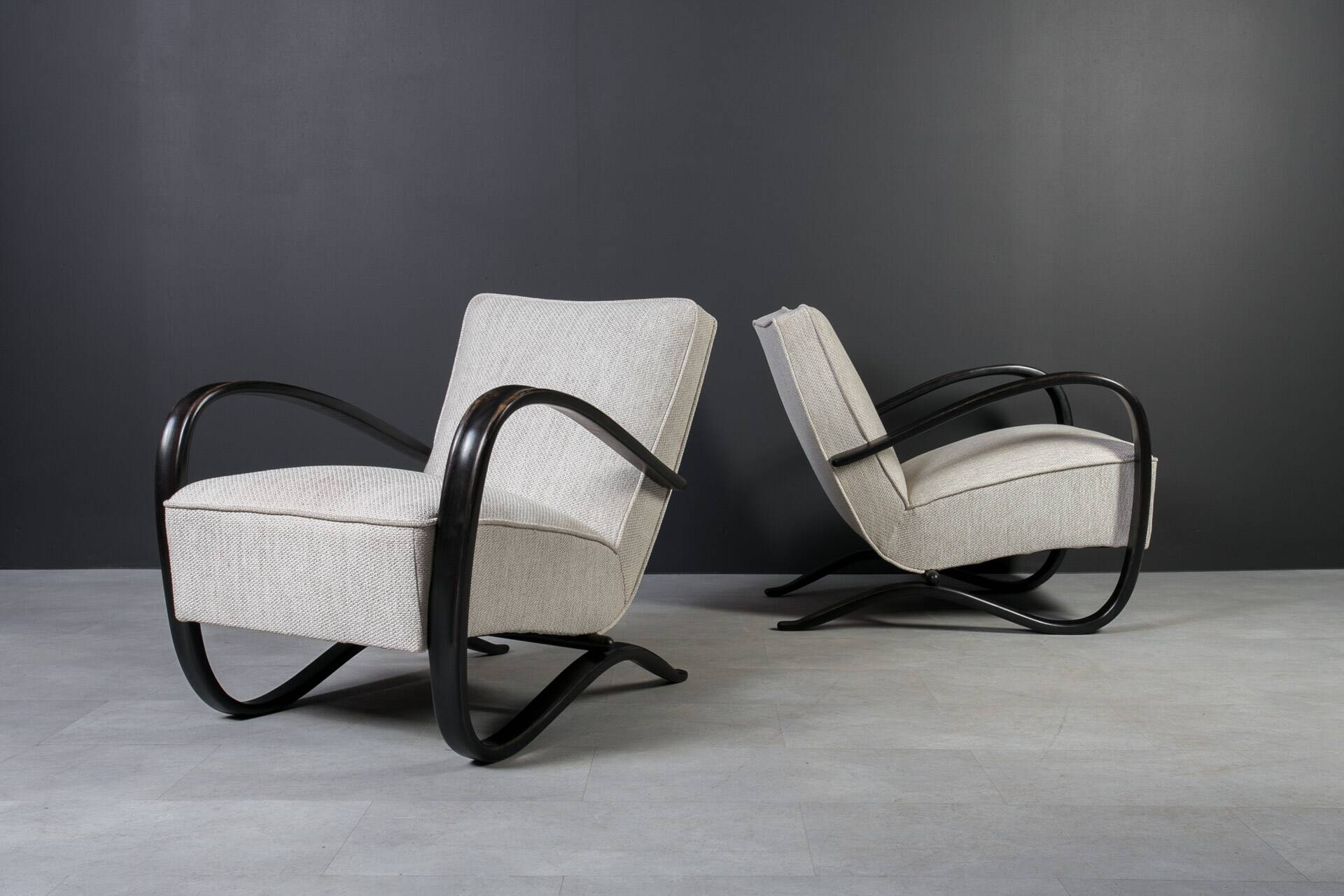 Set of two Art Deco Armchairs by J. Halabala, Model H269, 1930s