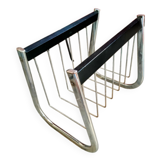 Vintage chrome metal magazine holder