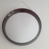 round mirror in smoked plexiglass 70s
