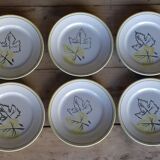 6 assiettes plates jaune noir