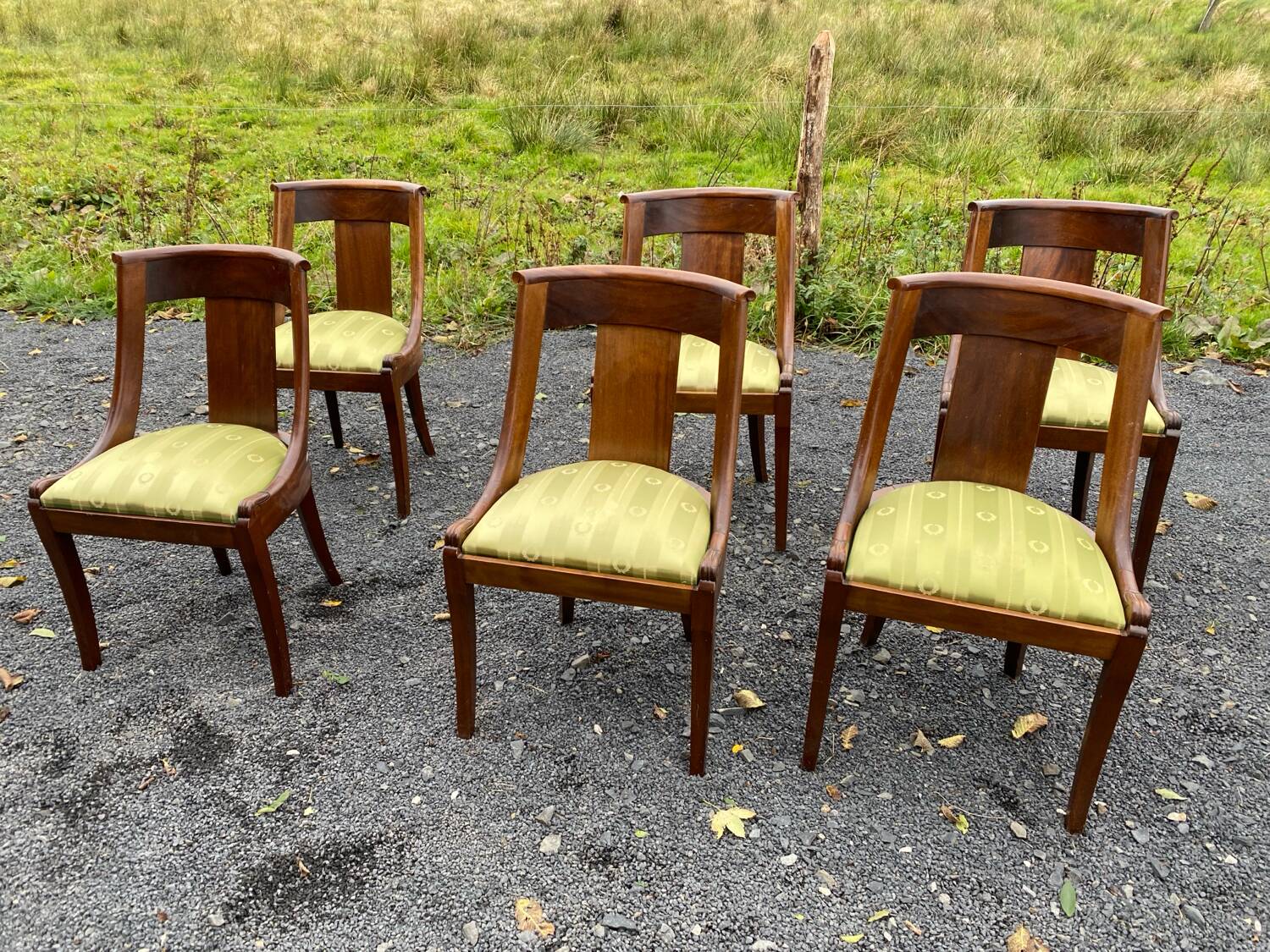 6 chaises gondole en acajou