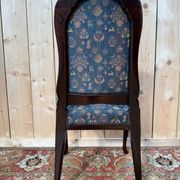 Set of 6 English Chippendale chairs from the 19th century – Mahogany, jacquard fabric