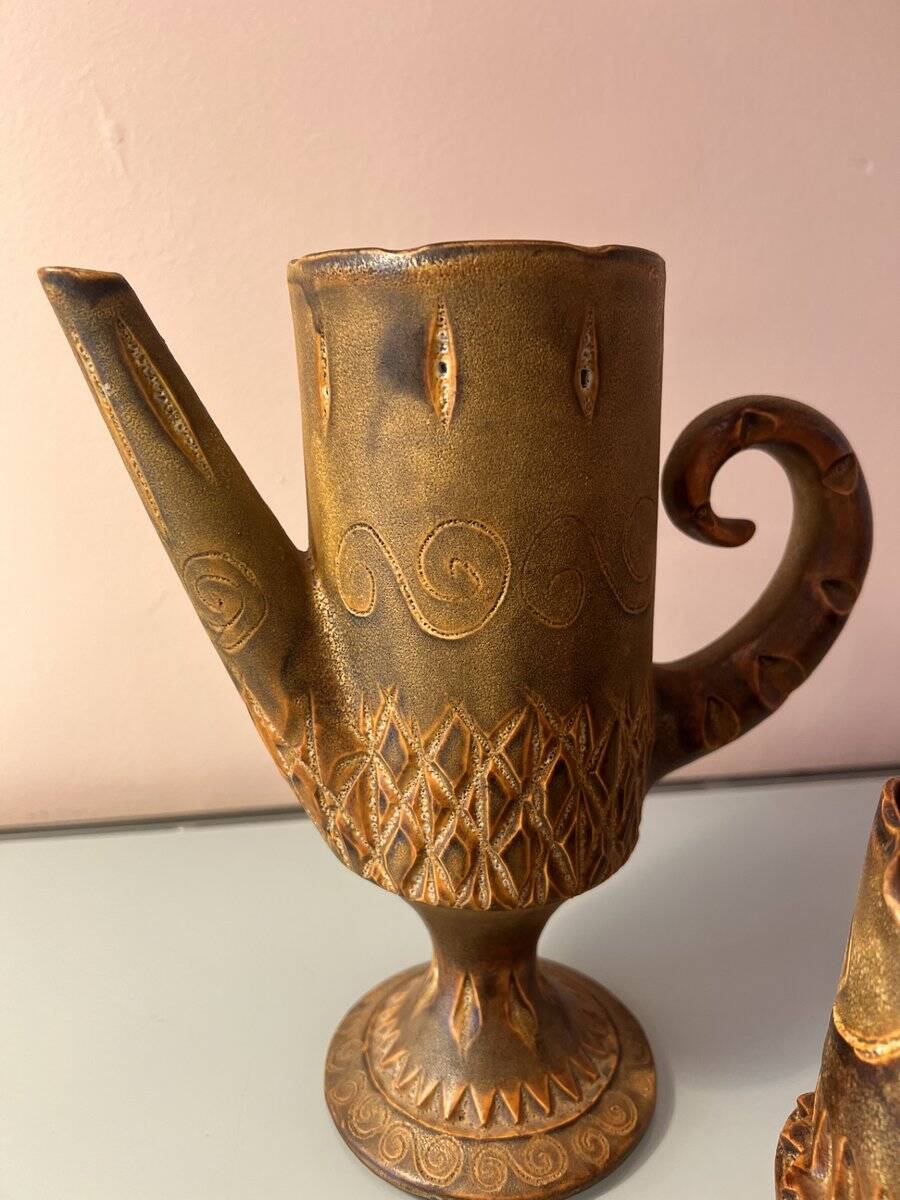 Ceramic service by Huguette Bessone for Vallauris, France, 1960s