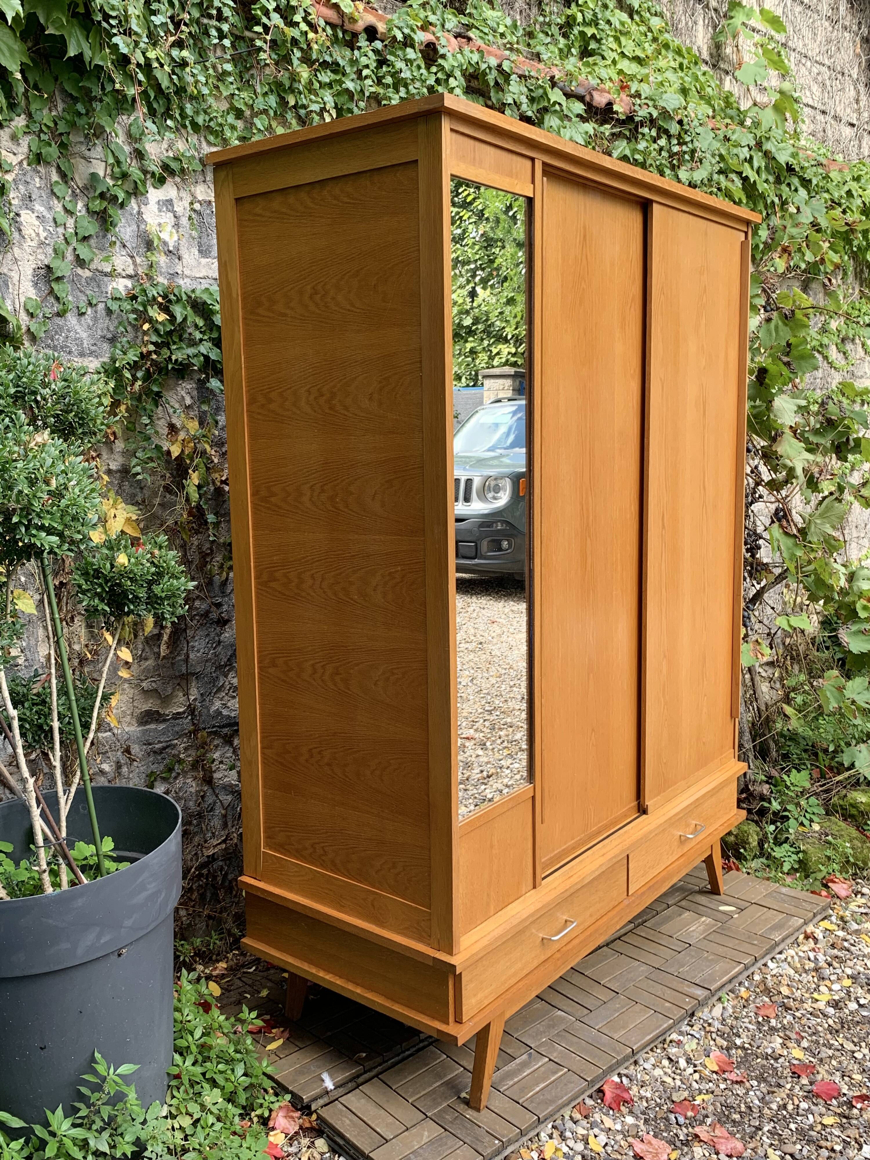 Vintage wardrobe with compass feet 1960