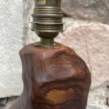 Brutalist sculptural lamp base in olive wood