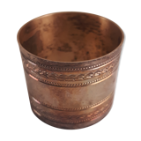 Round old silver metal towel