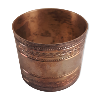 Round old silver metal towel