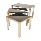 Set of 3 24k Gold-Plated Nesting Tables by Belgo Chrom, 1970s