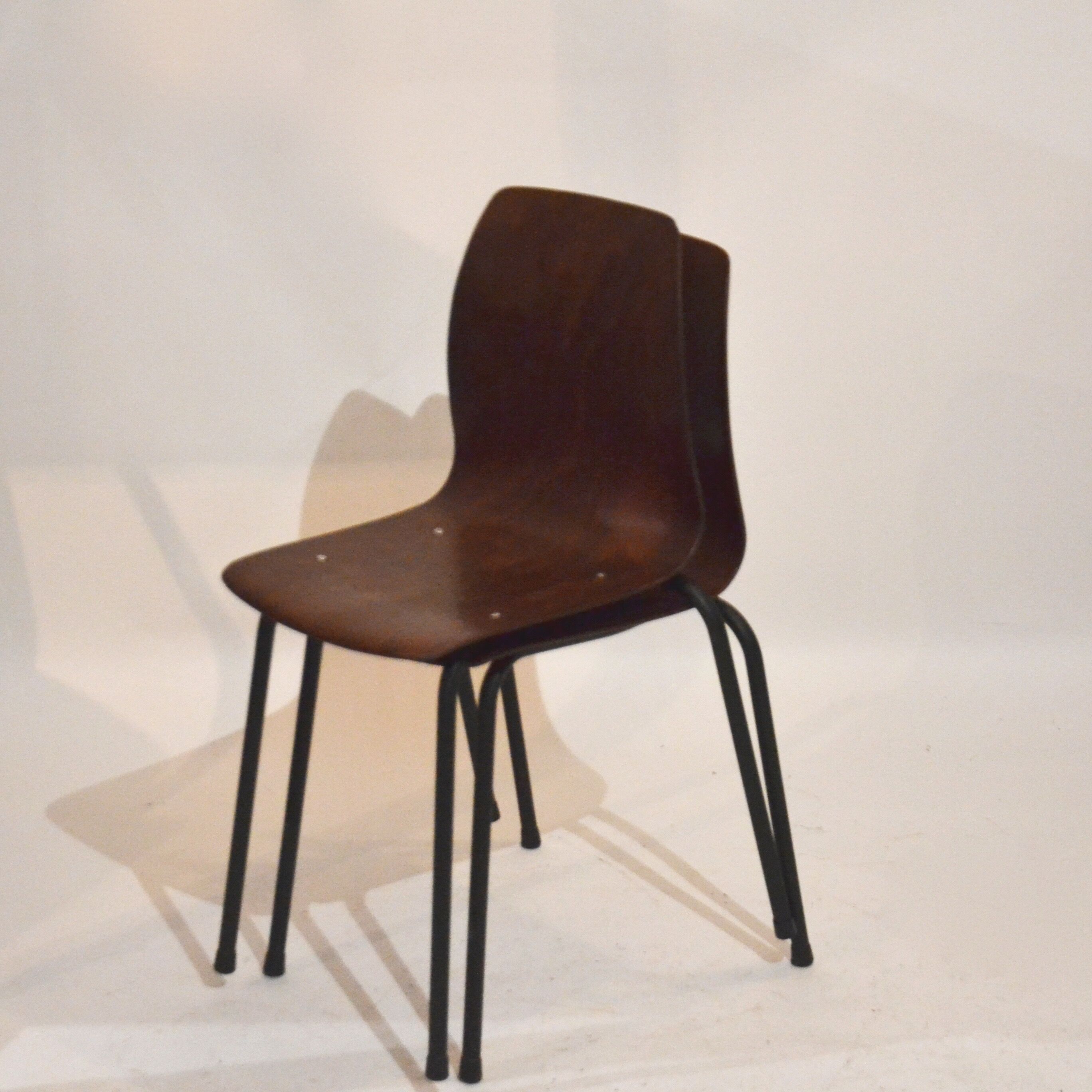 Pair of pagholz stacking chairs