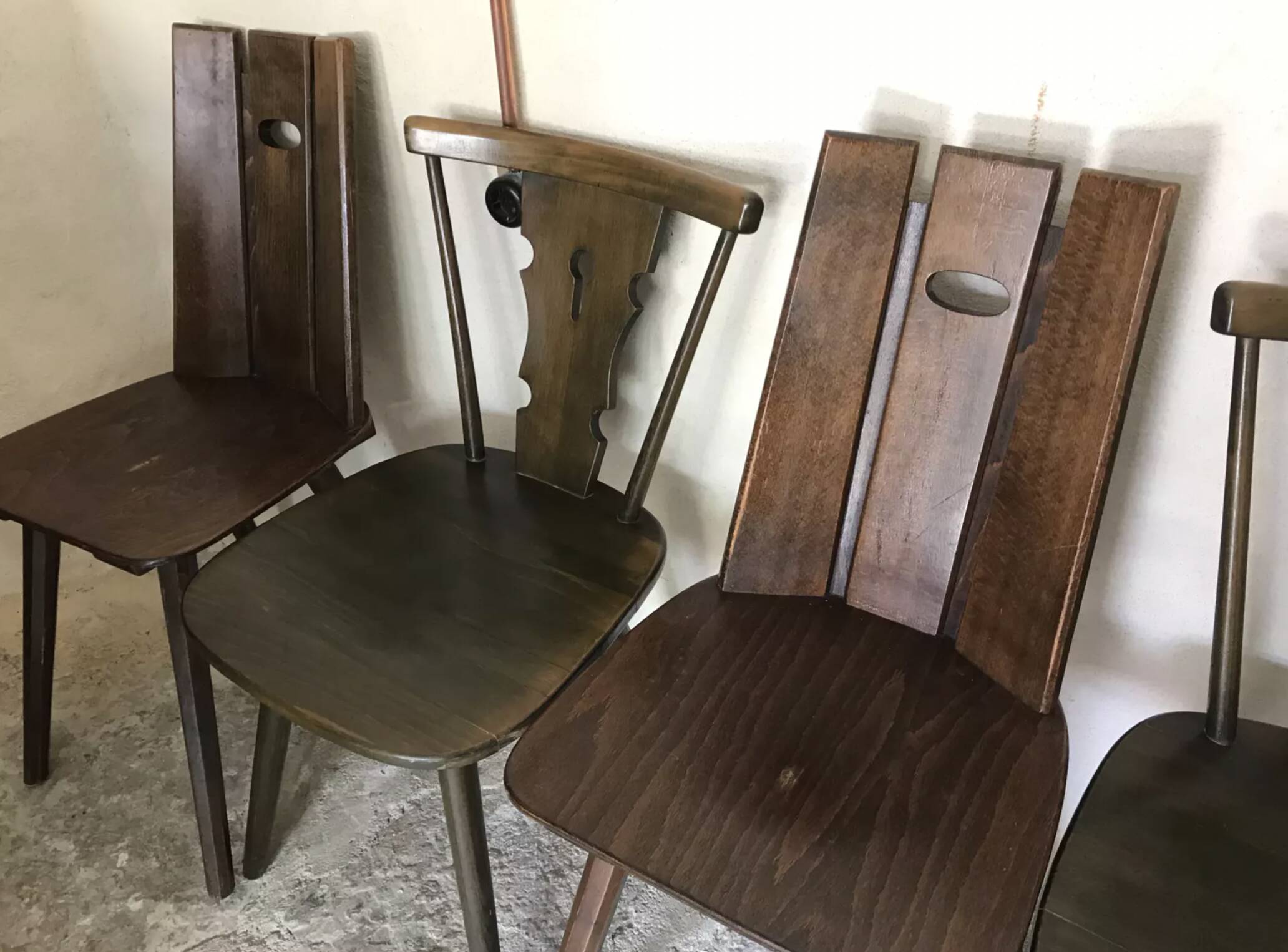 Set of 6 vintage brutalist chairs