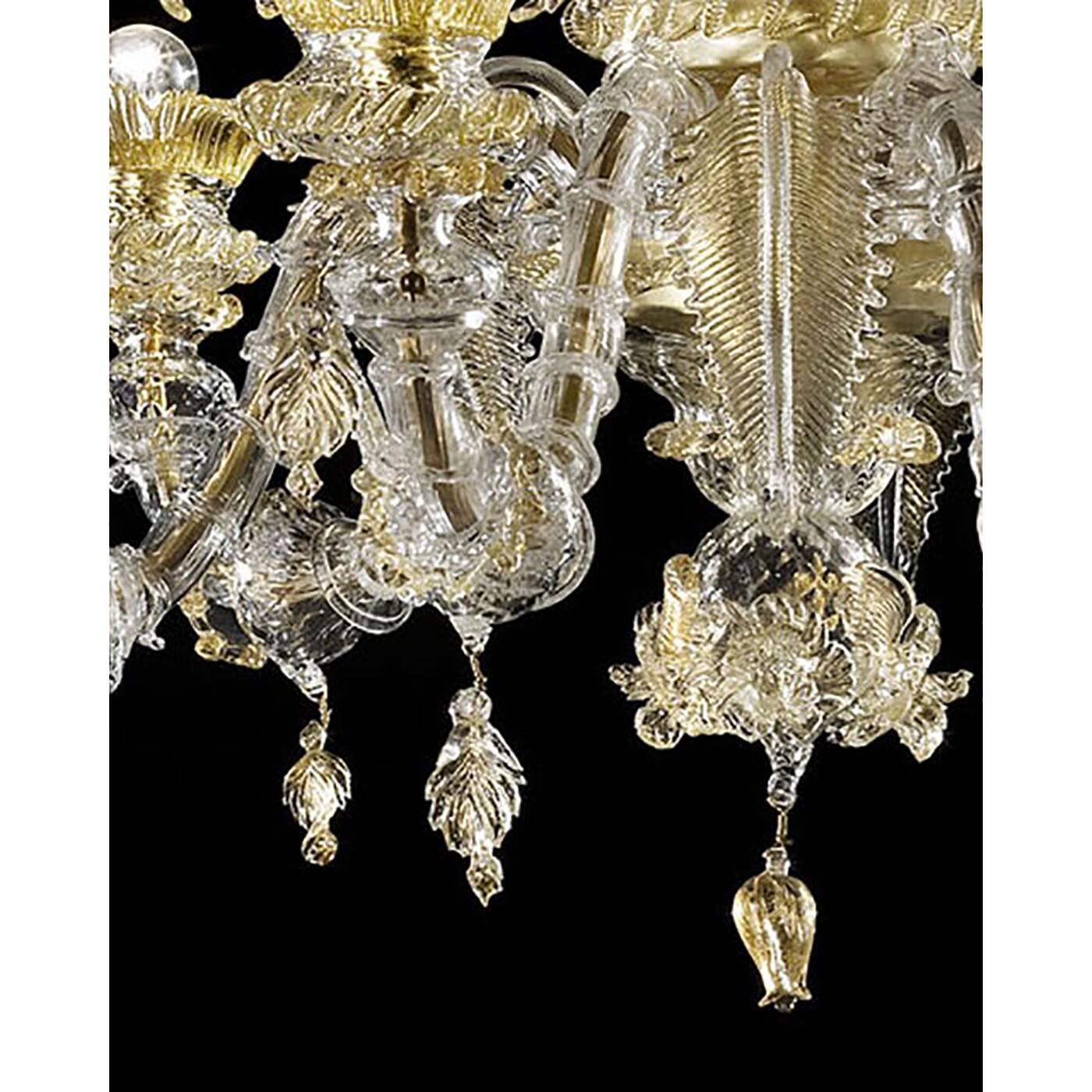 Venetian Cà Rezzonico Floral Gold Murano Style Glass Chandelier