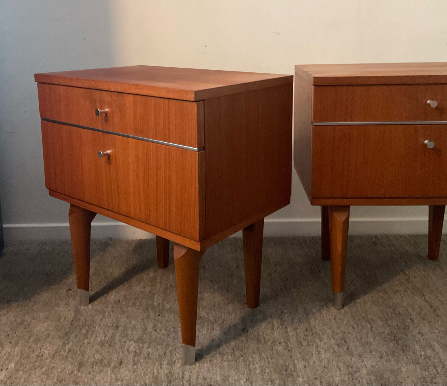 Pair of Scandinavian bedside tables from the 60s in teak