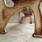 Old garden bench park bench oak with cast iron 160 cm