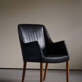 Fauteuil Danemark Moderne par Nanna Ditzel en chêne et cuir patiné, années 1950