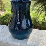 Blue ceramic pitcher
