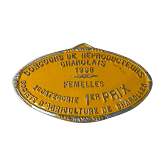 Plate competition agricole Charolles 1998 orange
