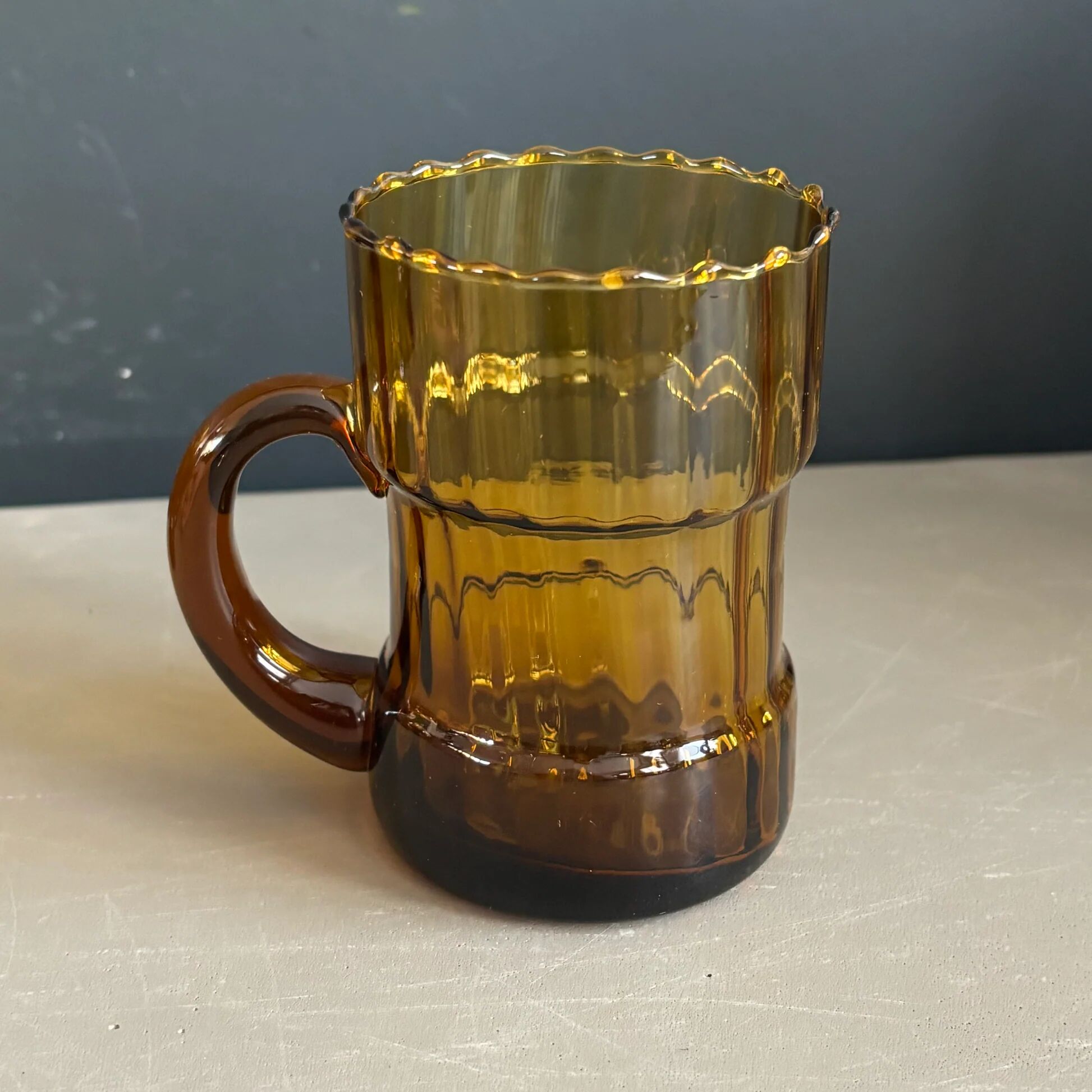 Amber textured glass water service, 1 jug + 5 glasses - Ref 1399