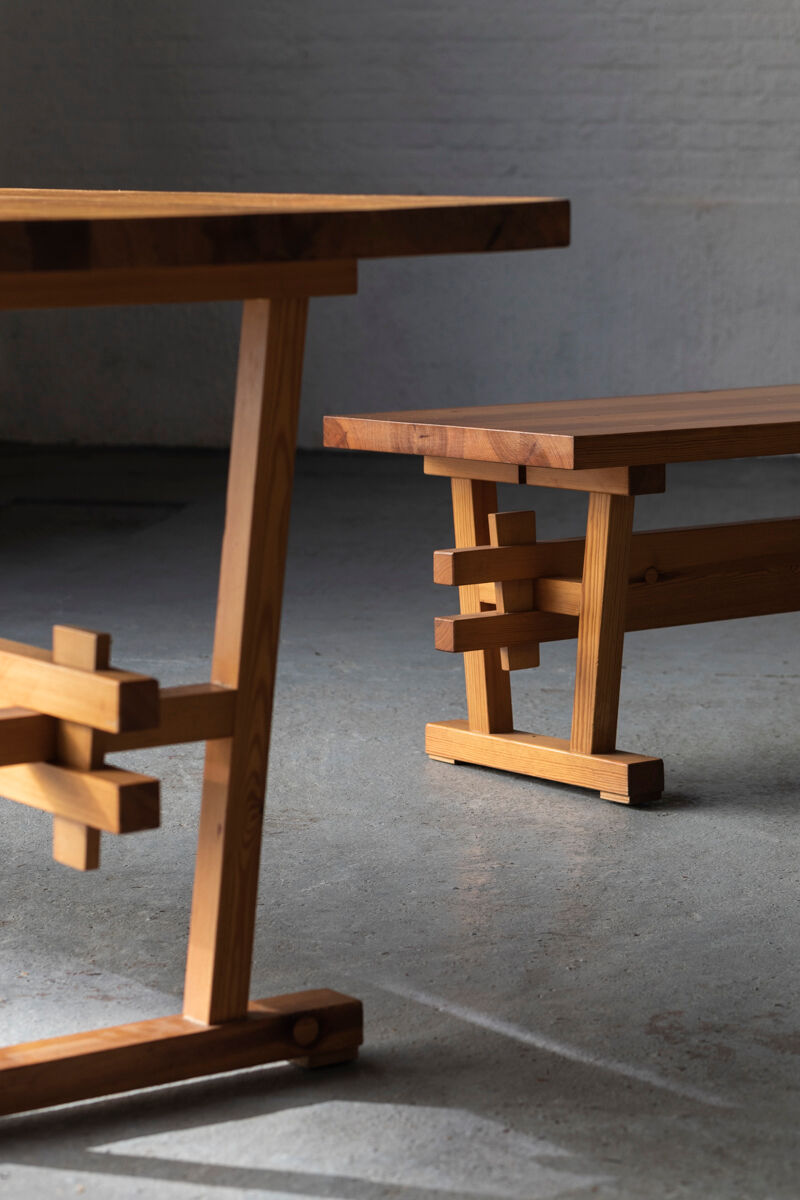 Dining set of 3 in solid oregon pine