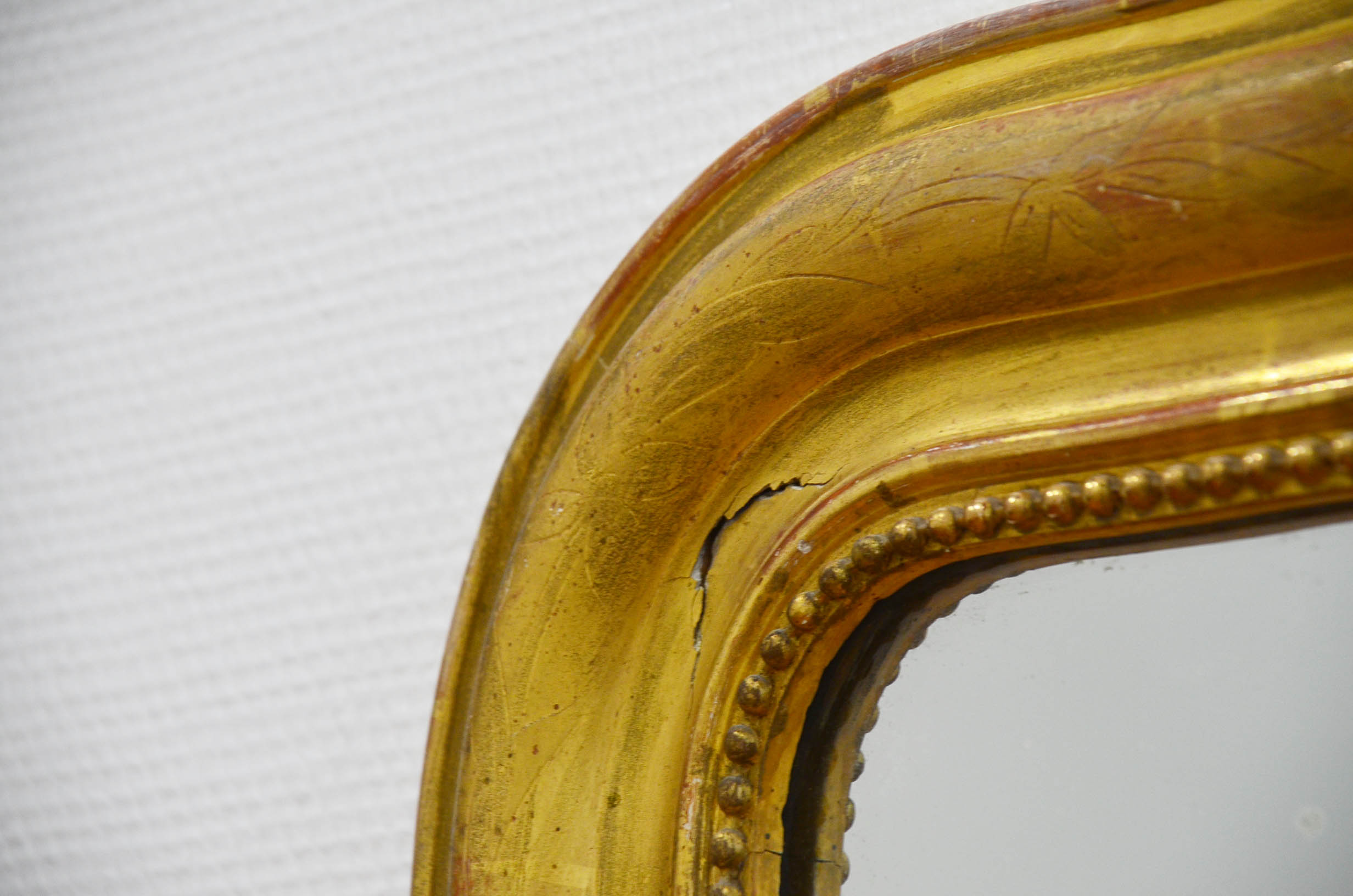Late 19th century Napoleon III wood and stucco fireplace mirror 87x117cm
