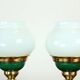 Suite de lampes de table en verre opalin et laiton, Tchécoslovaquie 1955