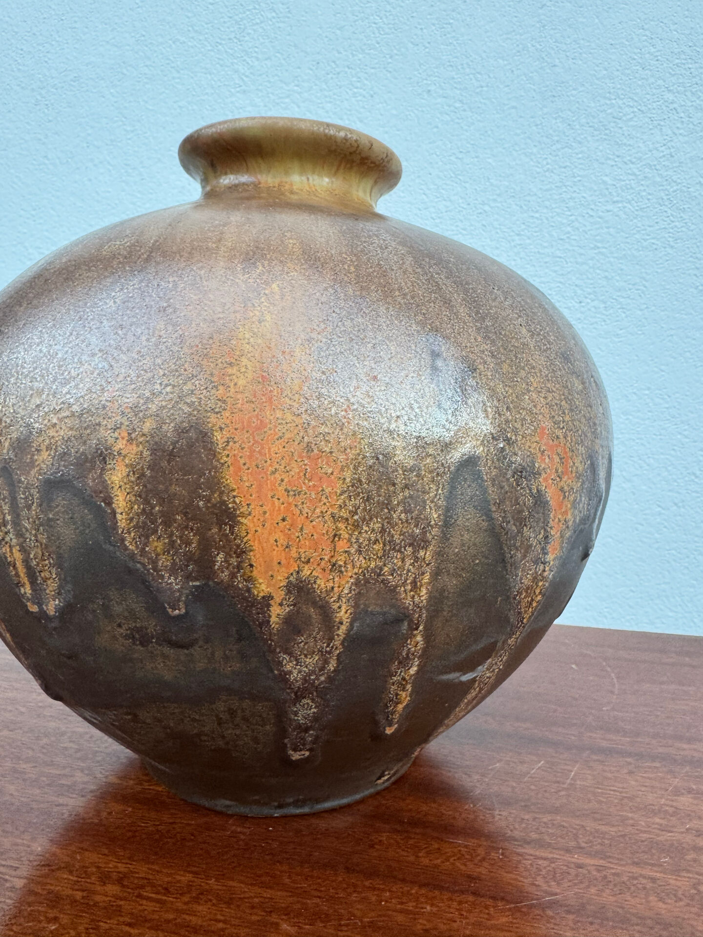 Large flared stoneware vase Art Deco