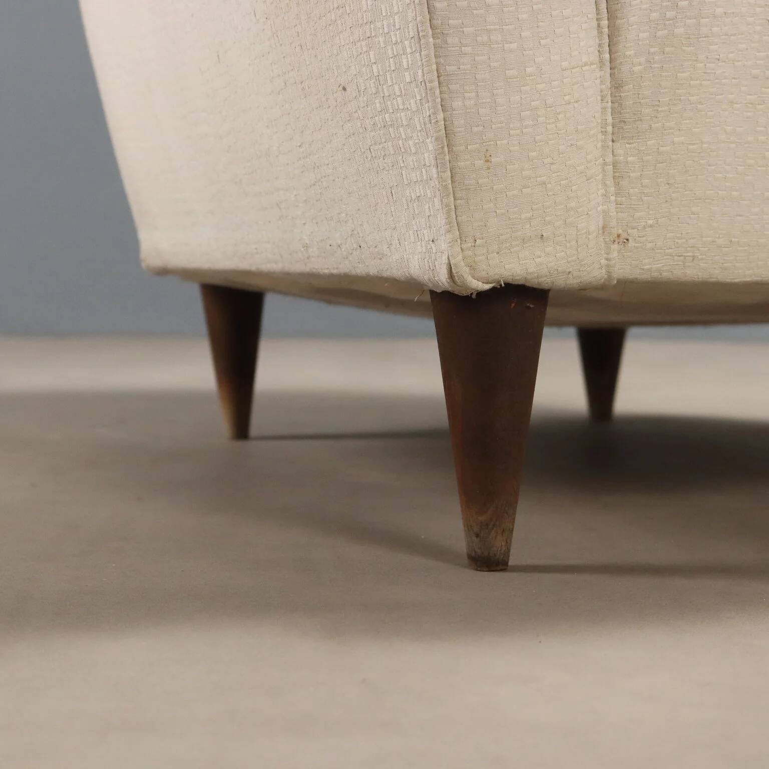 Fauteuil bergère vintage en hêtre et tissu, design années 1950