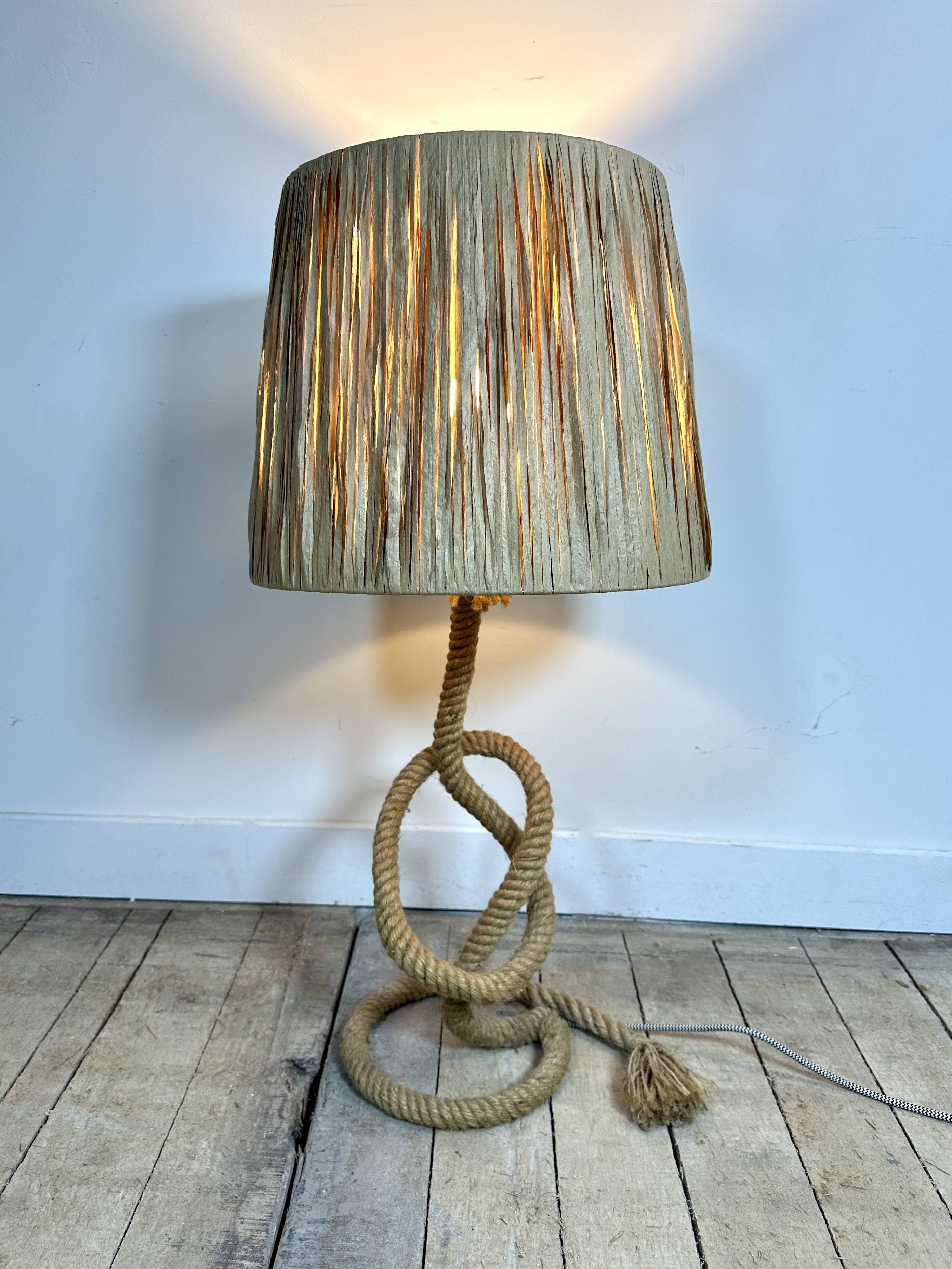 Audoux Minet lamp in rope and raffia 1950s