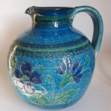 Vase pitcher blue 60s Aldo Londi Italy