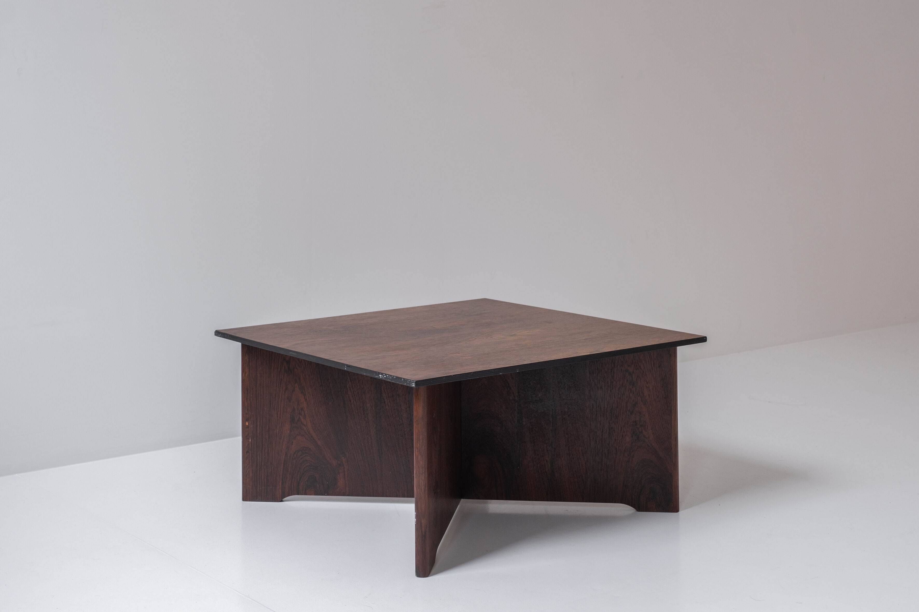 Rosewood square coffee table from Denmark, designed in the 1960s.