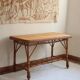 Table à manger en rotin et osier, plateau en hêtre, années 60
